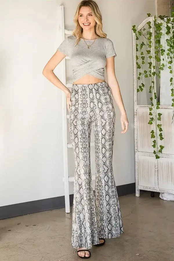 Sneaky Snake Print Flare Pants