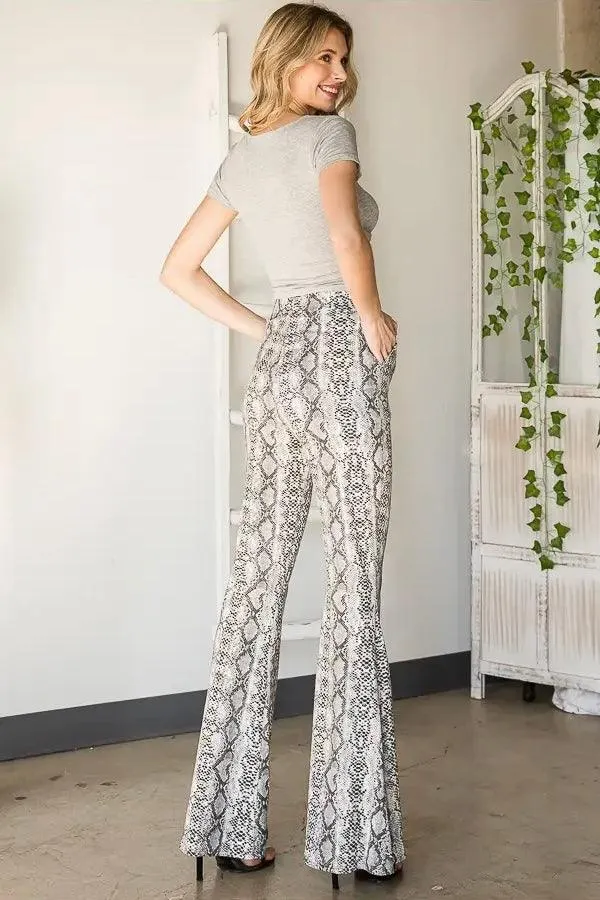 Sneaky Snake Print Flare Pants