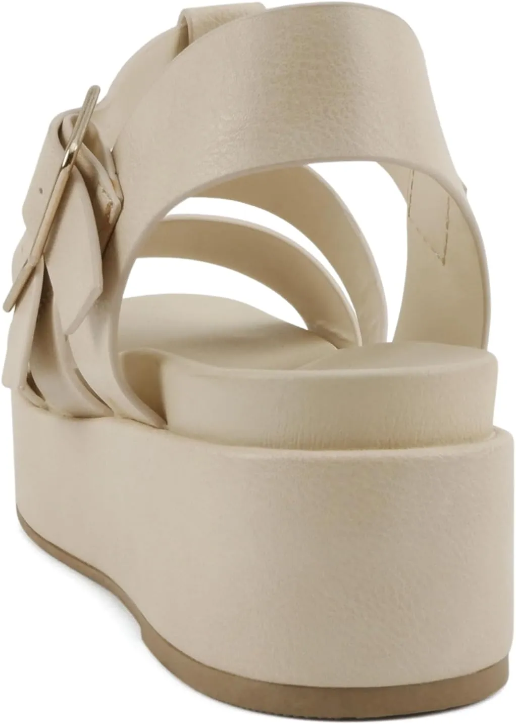 Soda STELLAR ~ Women Flatform Multi Strap Double Buckle Open Toe Ankle Strap Platform Wedge Sandals