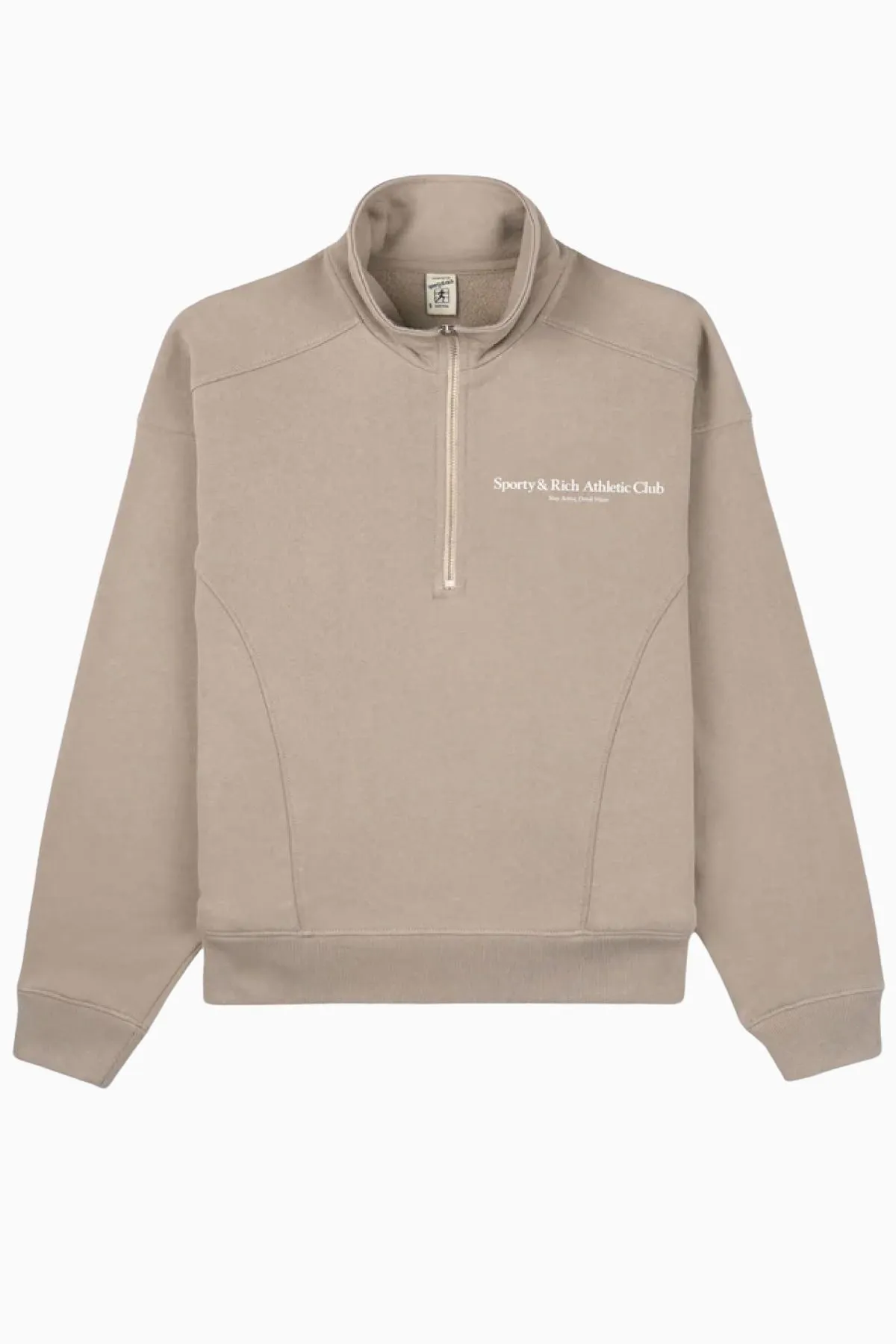 Sporty & Rich Athletic Club Quarter Zip Sweatshirt - Elephant/ White