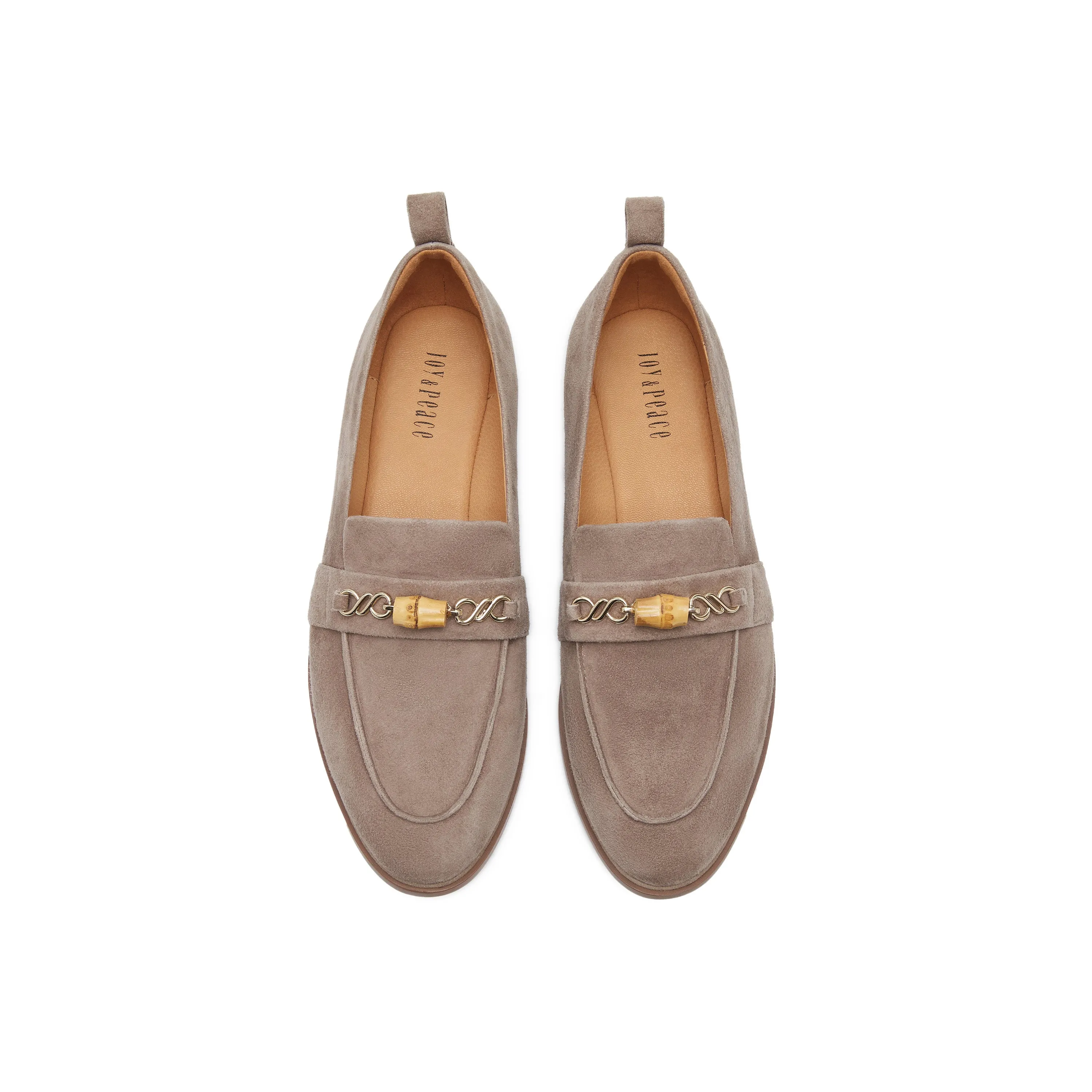 Suede Loafers with Bamboo Detail