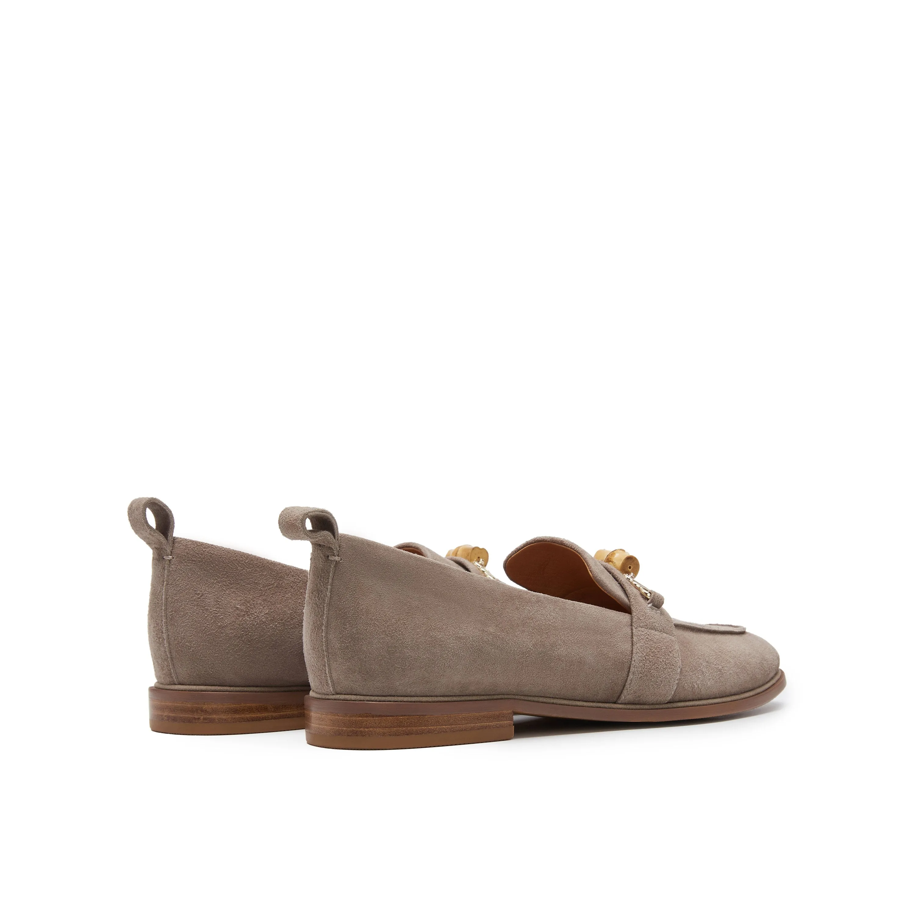 Suede Loafers with Bamboo Detail