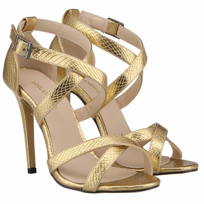 Summer High Heel Peep Toe Multicolor Patent Leather Office Sandals