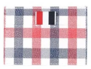 Thom Browne Single Cardholder In Gingham Print On Caviar