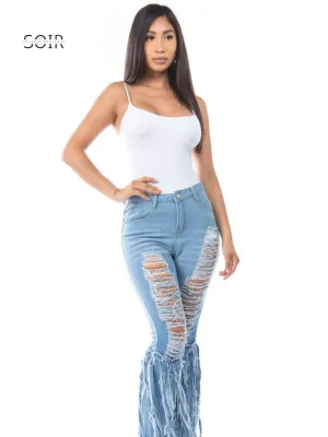 UrbanEdge Fringe Distressed High-Waisted Jeans