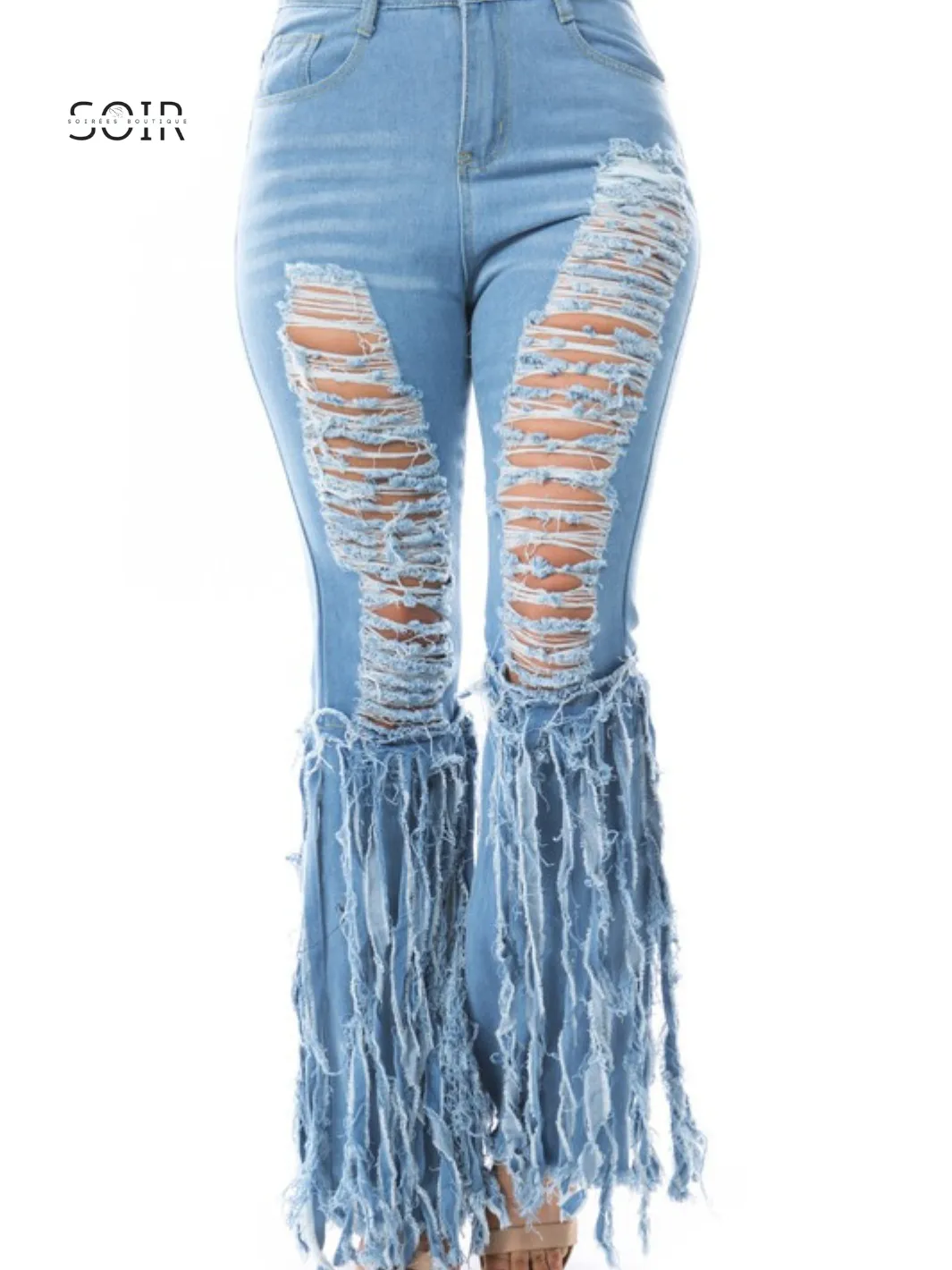 UrbanEdge Fringe Distressed High-Waisted Jeans