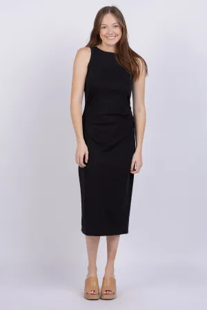 Vince Side Drape Tank Dress in Black