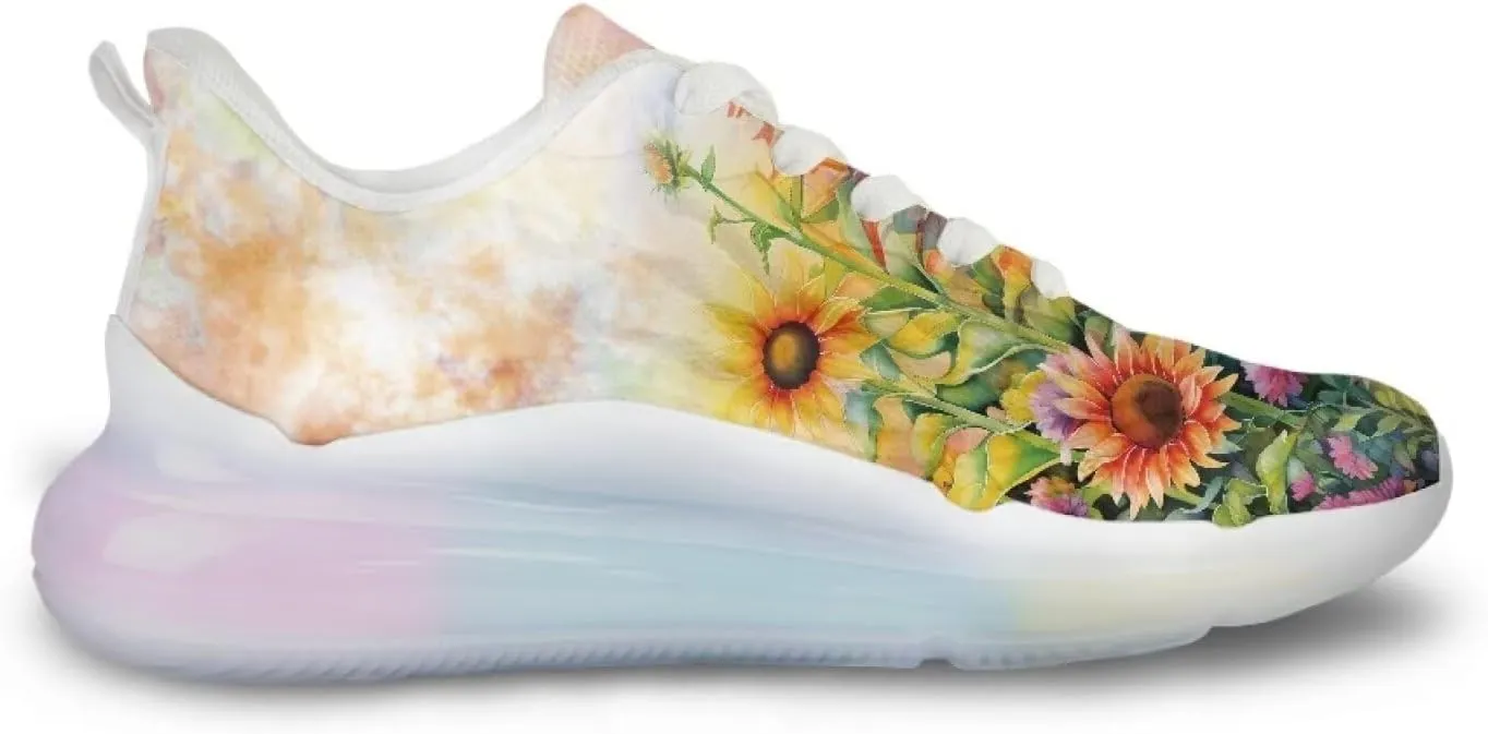 Women Air Cushion Running Shoe Flowers Print Sport Shoes Non Slip Breathable Athletic Tennis Fitness Sneaker US6-11