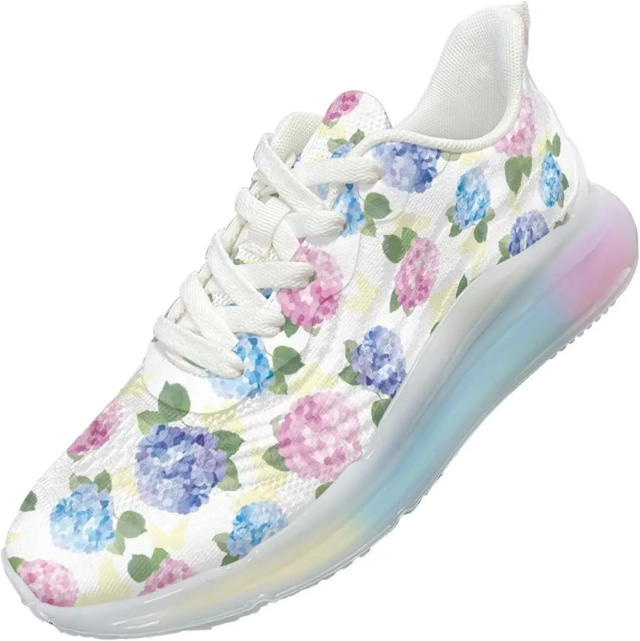 Women Air Cushion Running Shoe Flowers Print Sport Shoes Non Slip Breathable Athletic Tennis Fitness Sneaker US6-11