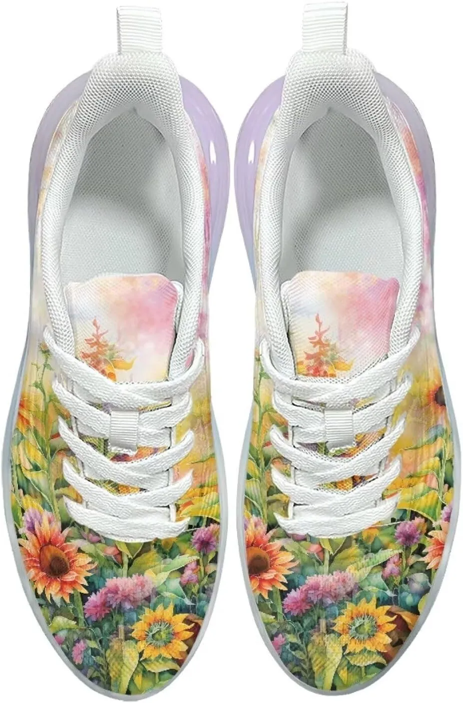 Women Air Cushion Running Shoe Flowers Print Sport Shoes Non Slip Breathable Athletic Tennis Fitness Sneaker US6-11