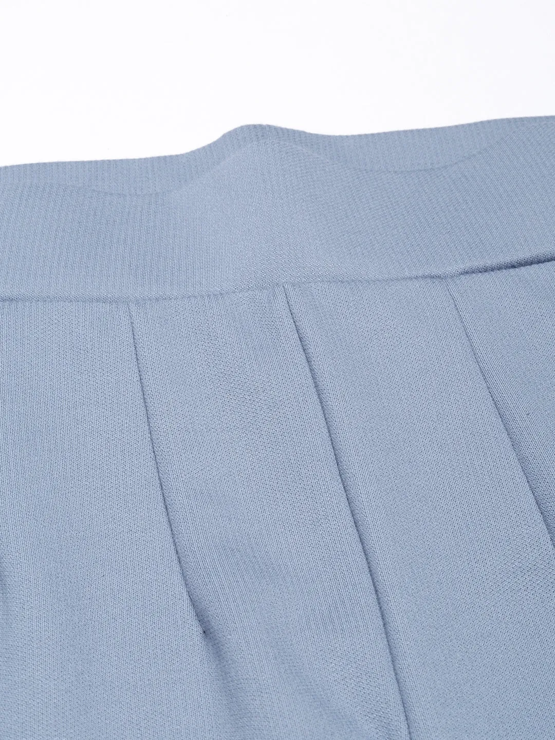 Women Blue Comfort Straight Fit Cotton Regular Trouser