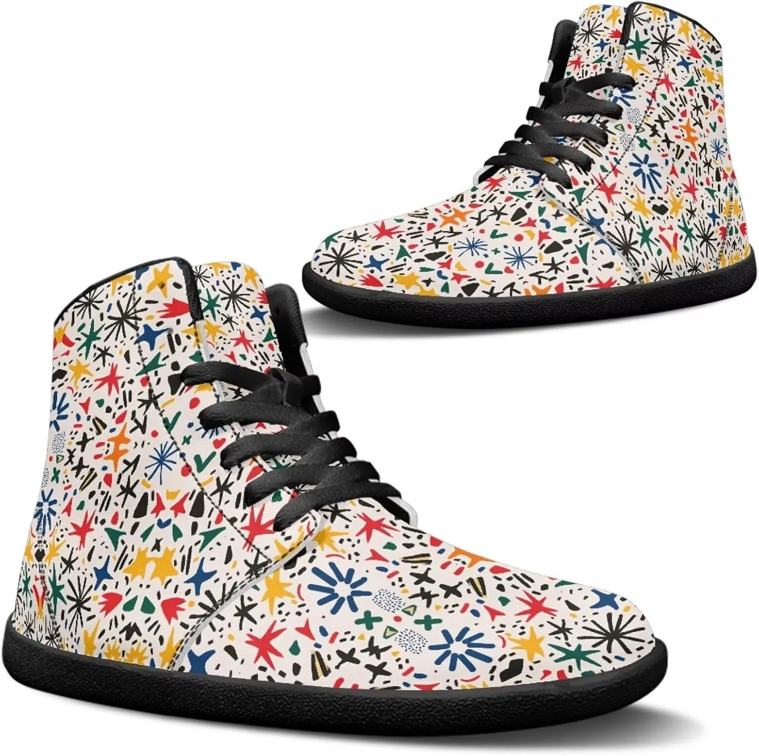 Women's Barefoot Cozy High Top Zero Drop Wide Toe Box Tennis Athletic Shoes Non-Slip Sport Workout Walking Barefoot Shoes for Ladies US 6-13.5