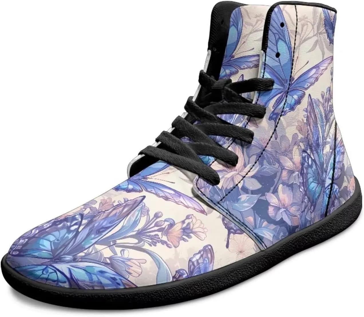 Women's Barefoot Cozy High Top Zero Drop Wide Toe Box Tennis Athletic Shoes Non-Slip Sport Workout Walking Barefoot Shoes for Ladies US 6-13.5